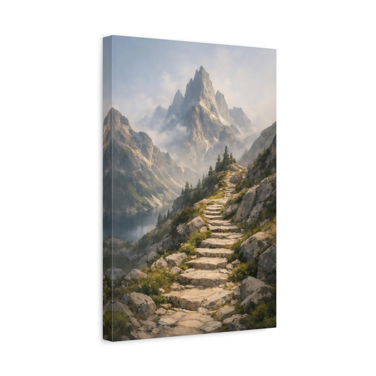 Side Mockup 4. Nature Mountain Path Mountain Landscape shown as stretched canvas wall art
