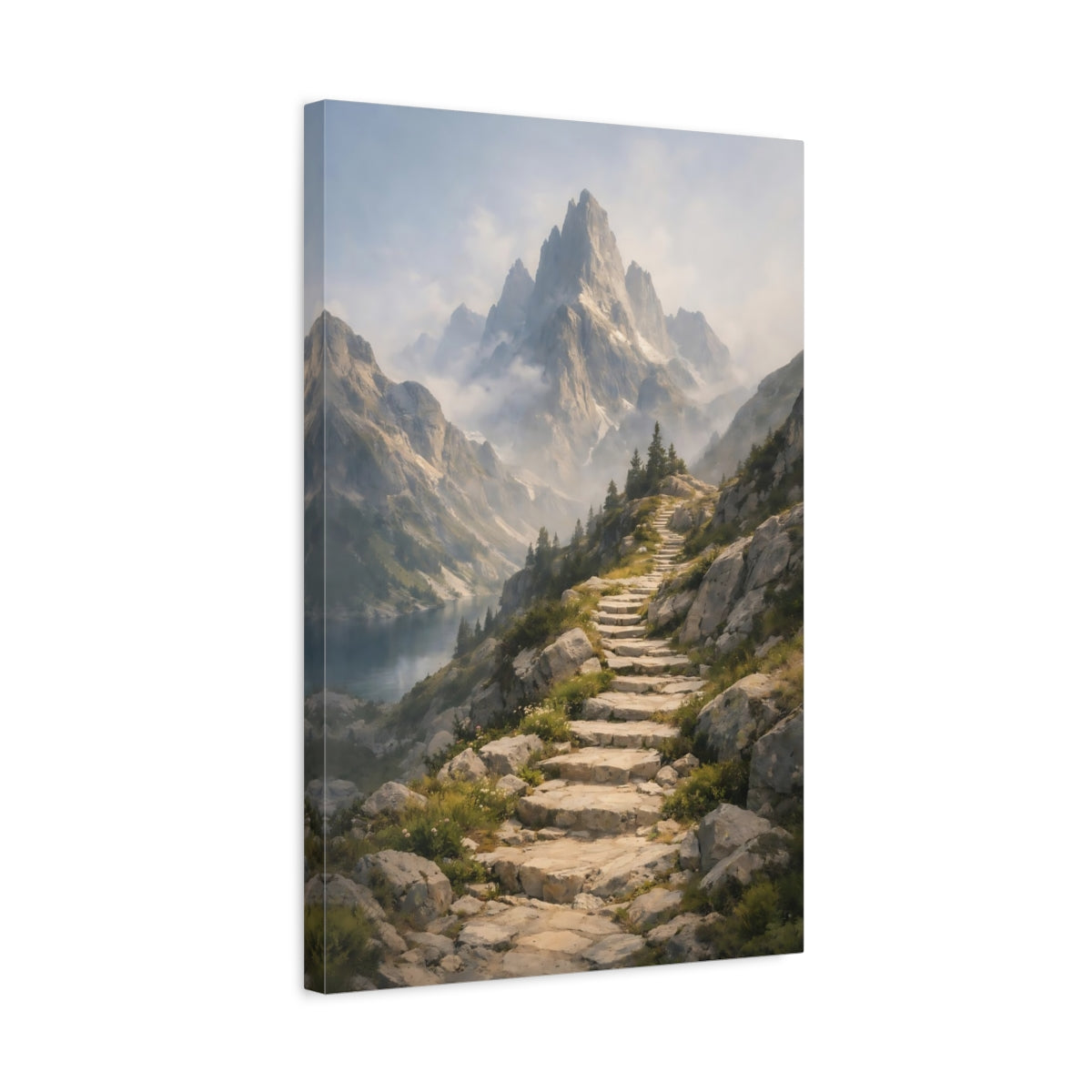 Side Mockup 3. Nature Mountain Path Mountain Landscape shown as stretched canvas wall art