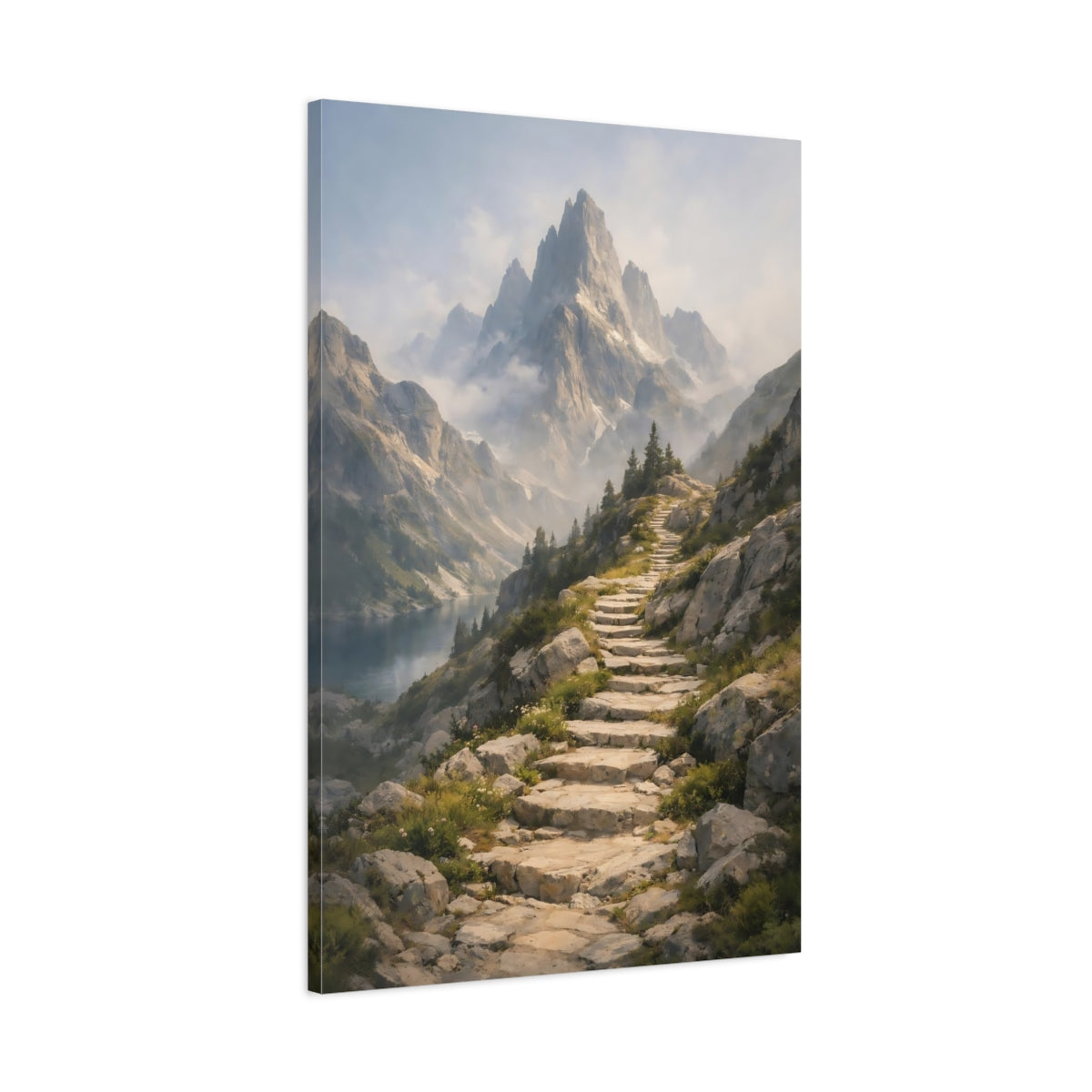 Side Mockup 1. Nature Mountain Path Mountain Landscape shown as stretched canvas wall art