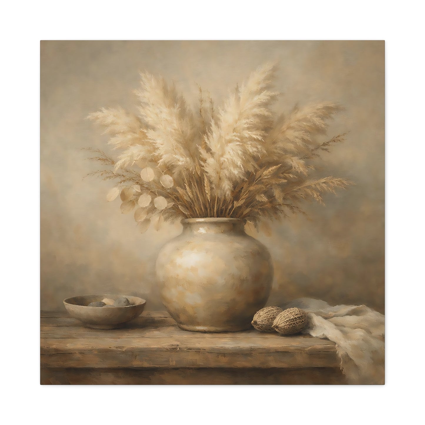 Nature Pampas Grass Brown And Beige - Canvas Wall Art Print