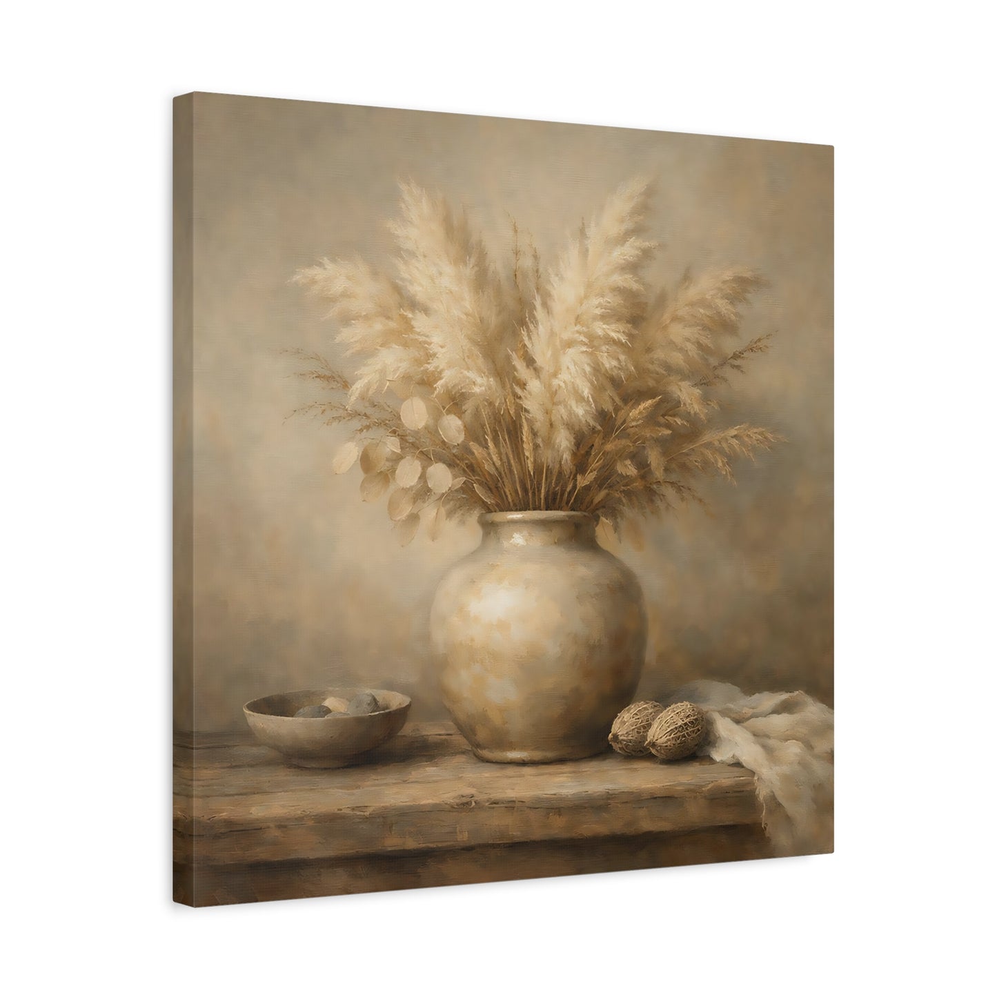 Nature Pampas Grass Brown And Beige - Canvas Wall Art Print