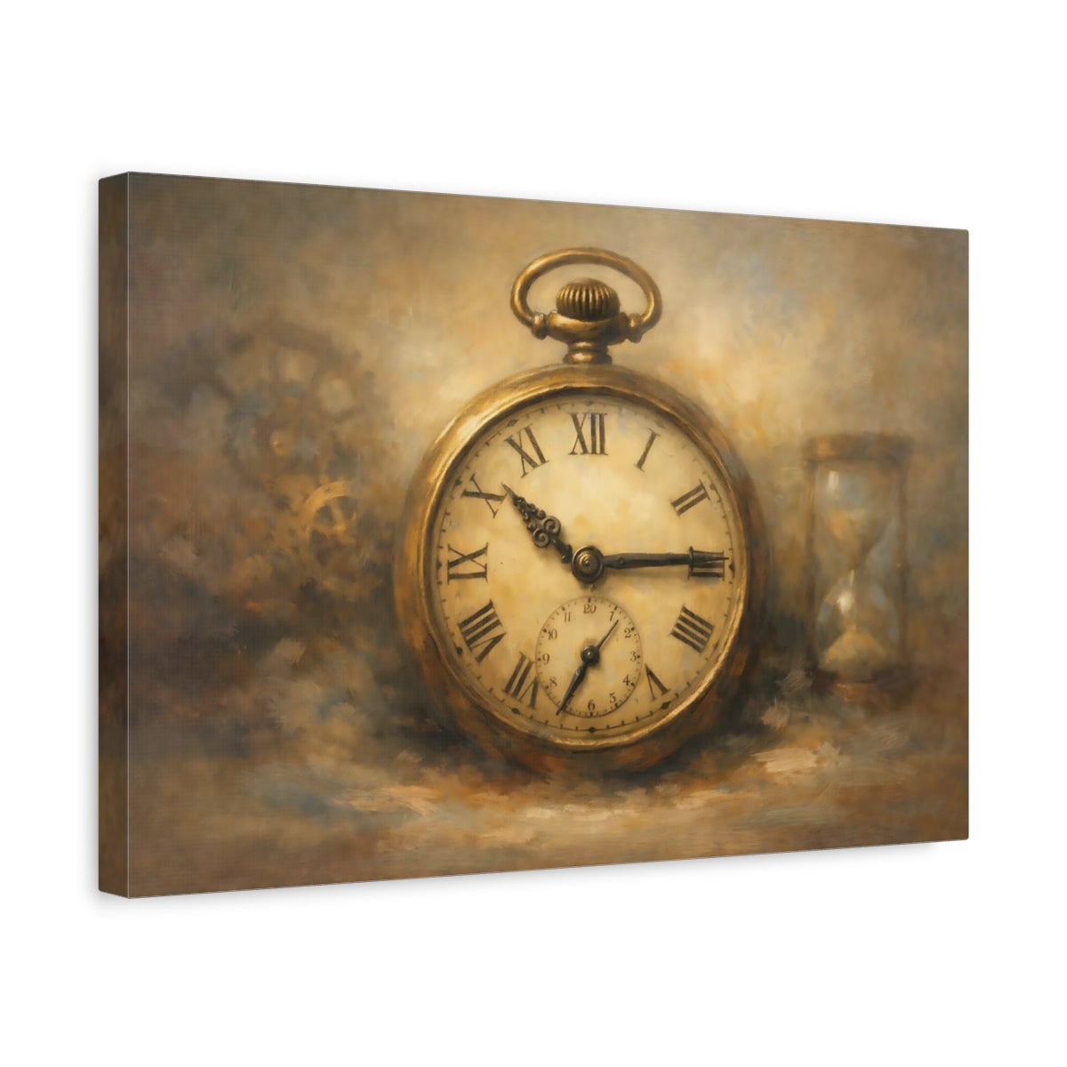 Vintage Pocket Watch Timepiece - Canvas Wall Art Print