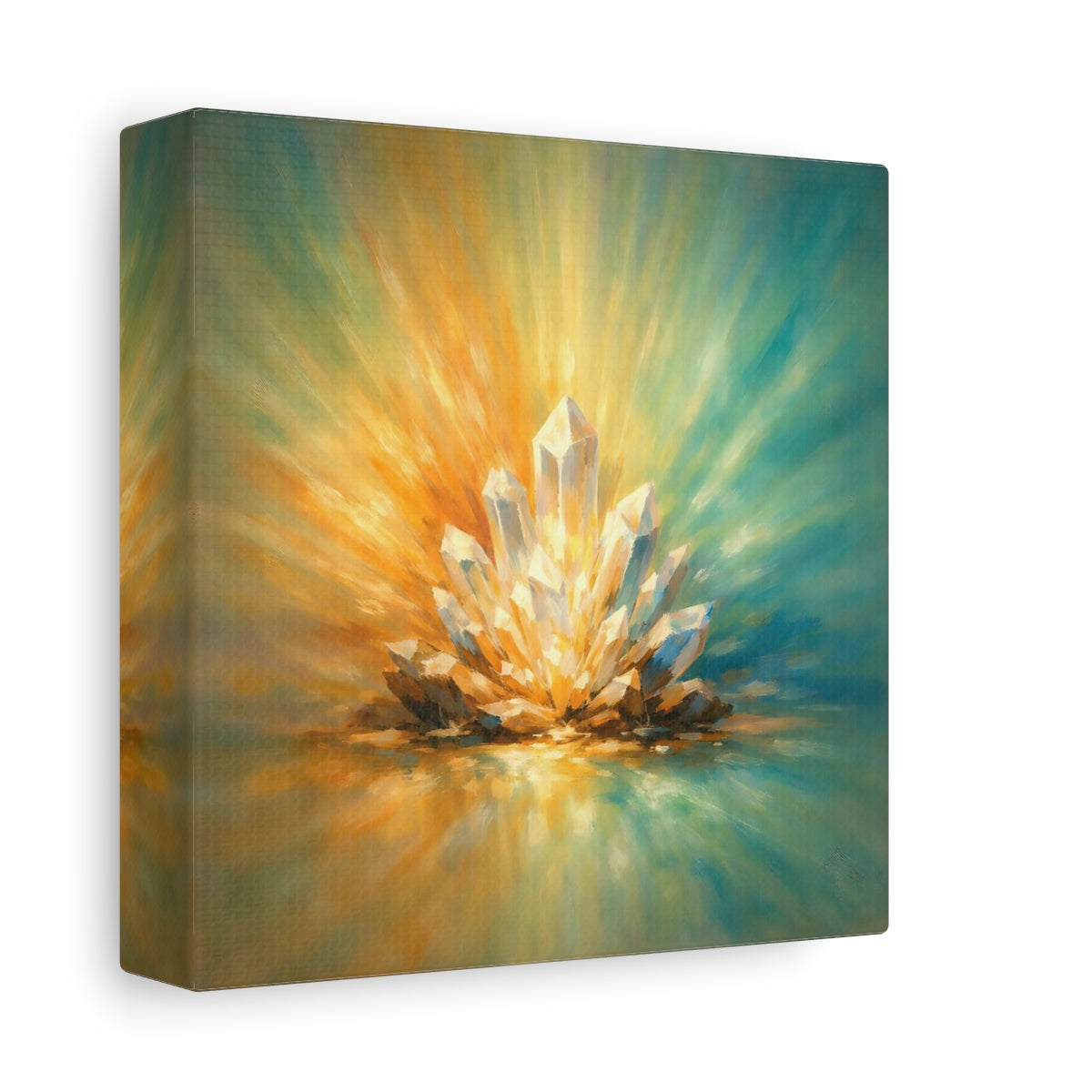 Side Mockup 1. Nature Crystal Cluster Radiant Crystal Cluster shown as stretched canvas wall art