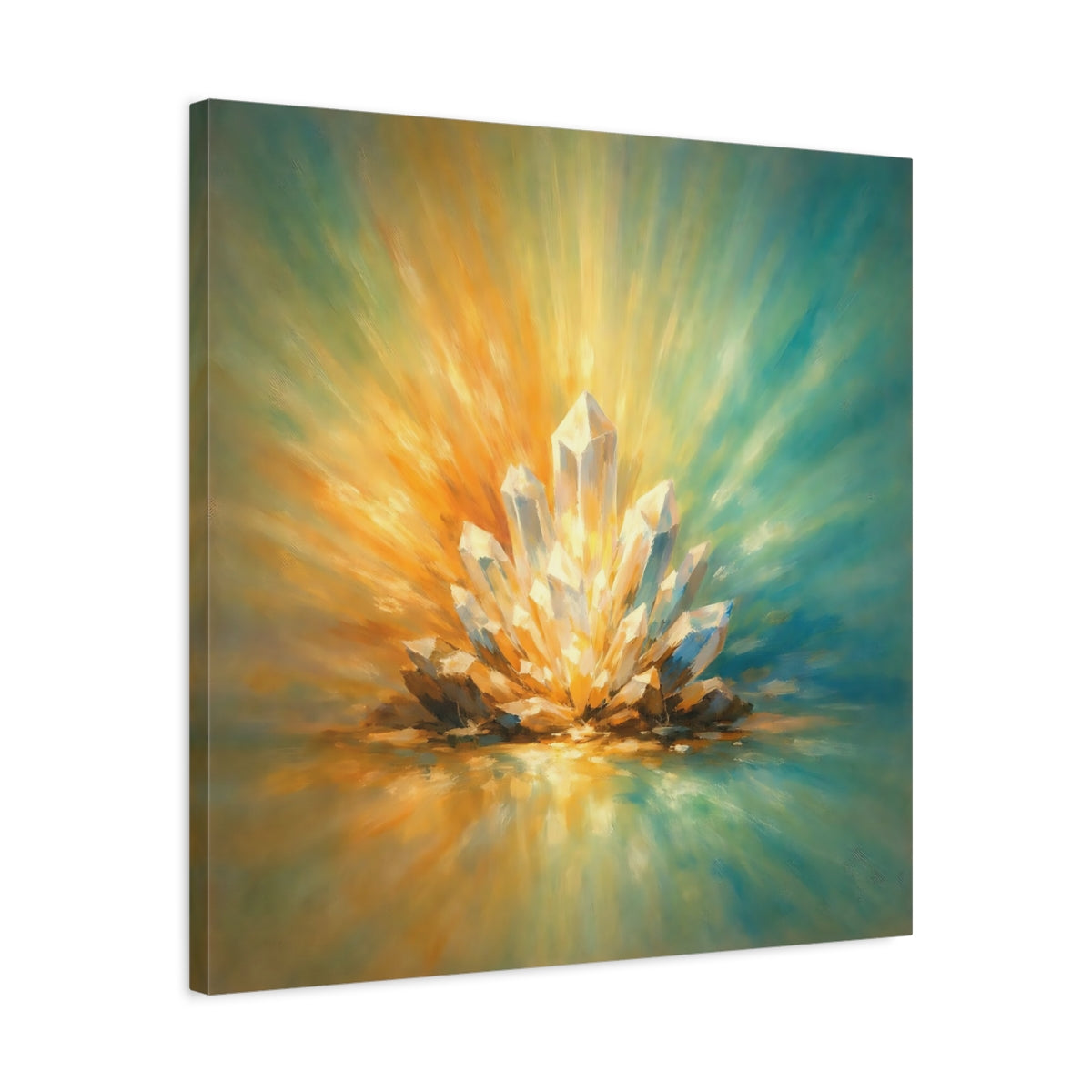 Side Mockup 4. Nature Crystal Cluster Radiant Crystal Cluster shown as stretched canvas wall art