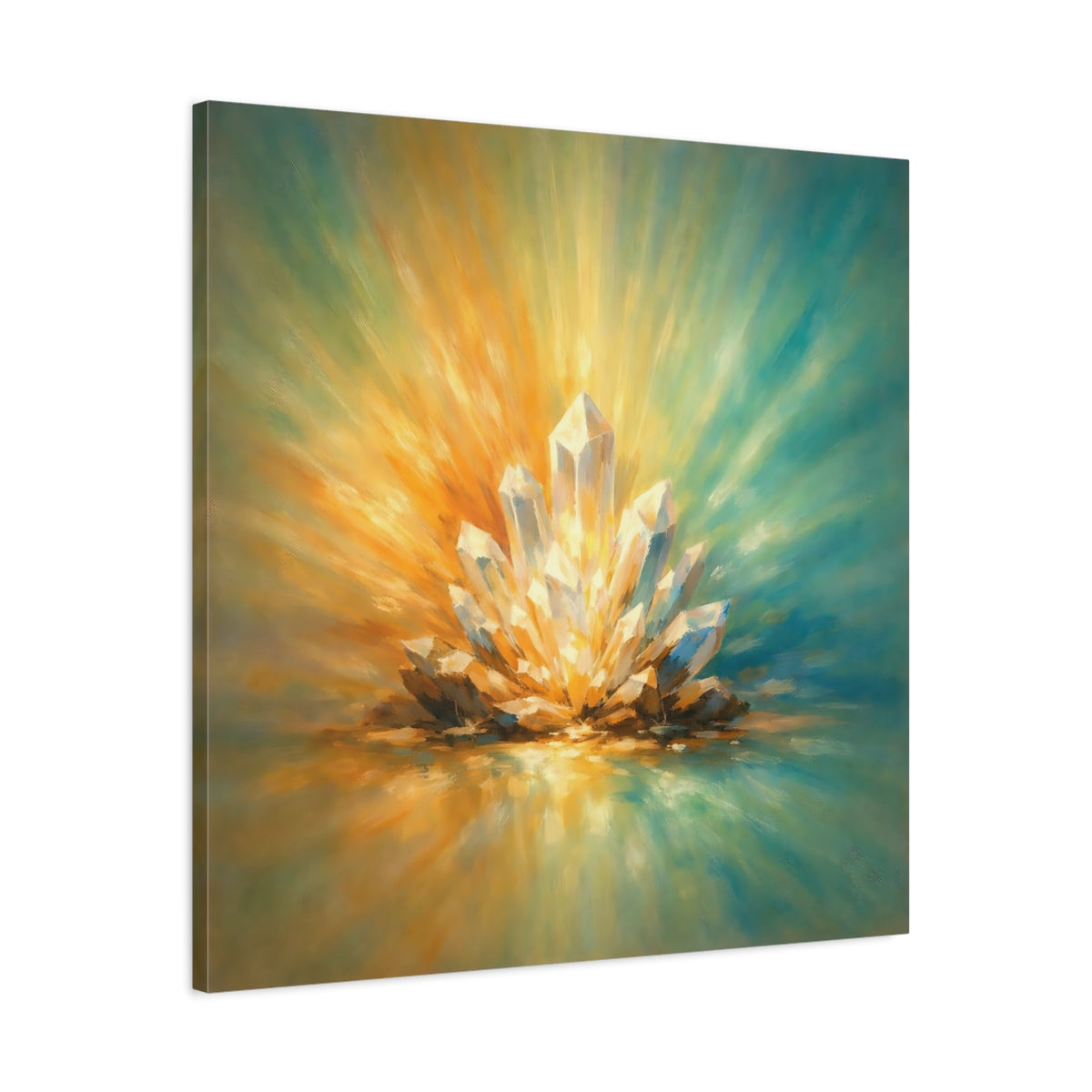 Side Mockup 3. Nature Crystal Cluster Radiant Crystal Cluster shown as stretched canvas wall art