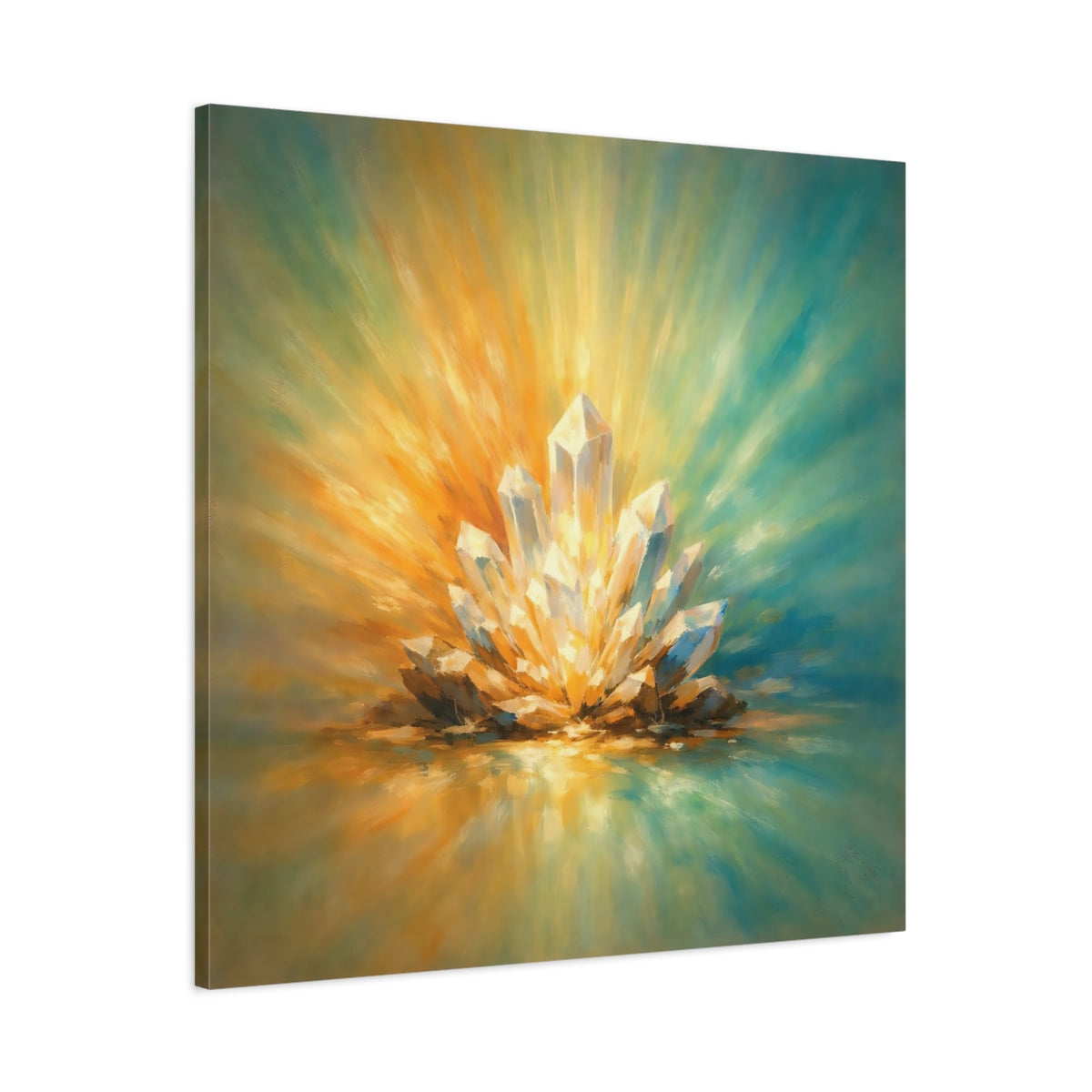 Side Mockup 2. Nature Crystal Cluster Radiant Crystal Cluster shown as stretched canvas wall art