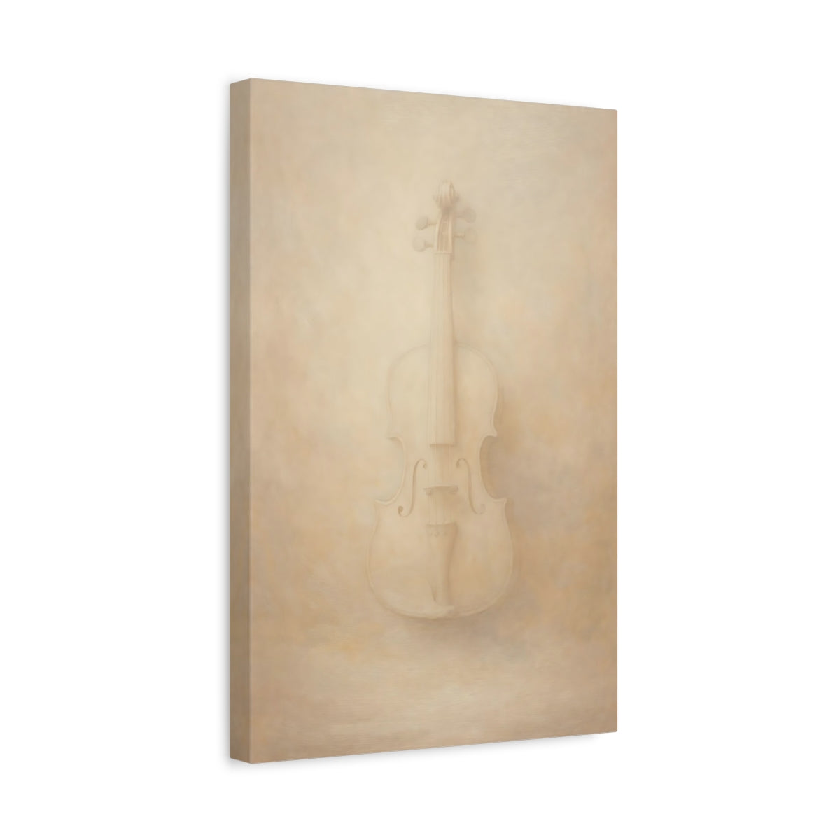 Side Mockup 4. Abstract Violin Cream Violin shown as stretched canvas wall art