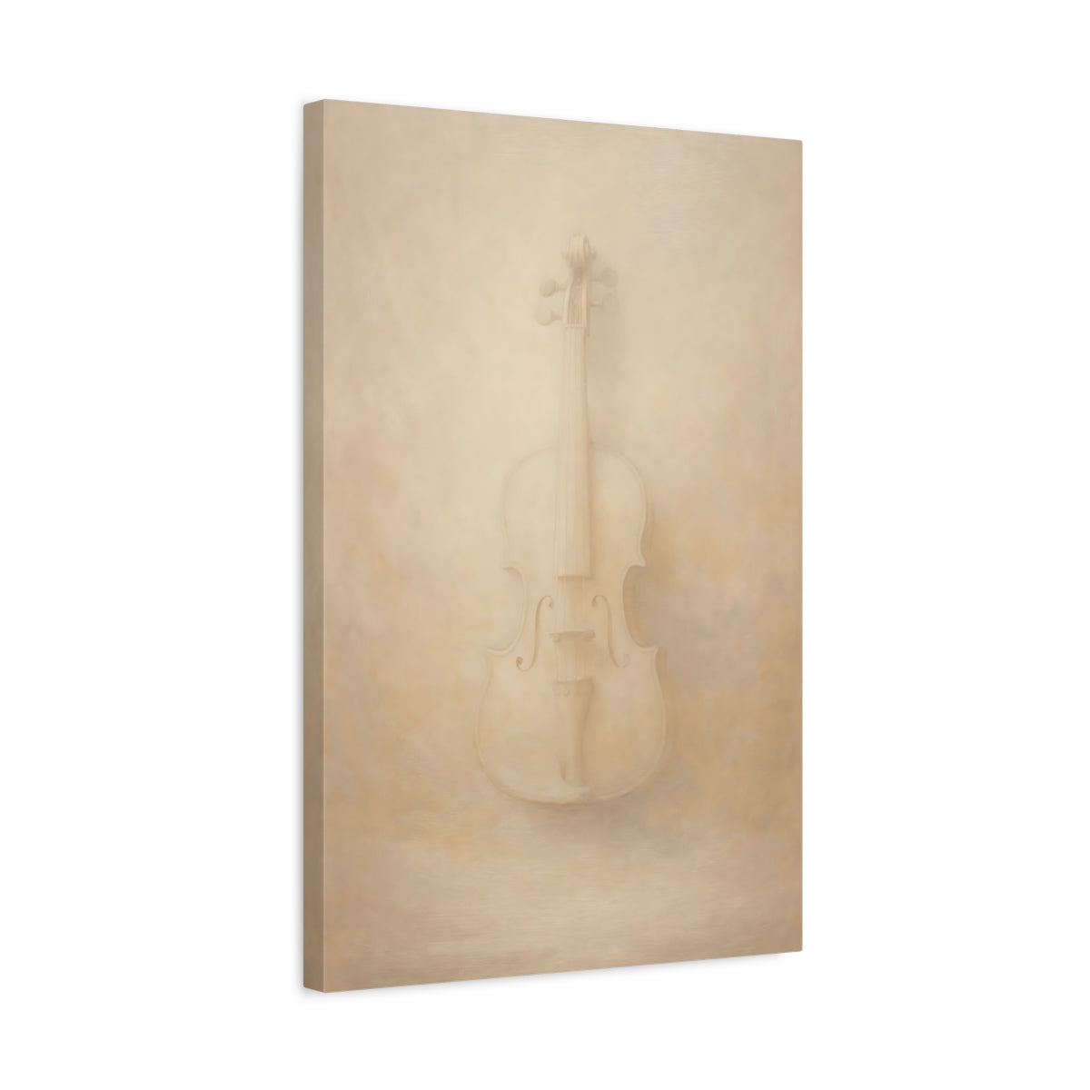 Side Mockup 3. Abstract Violin Cream Violin shown as stretched canvas wall art