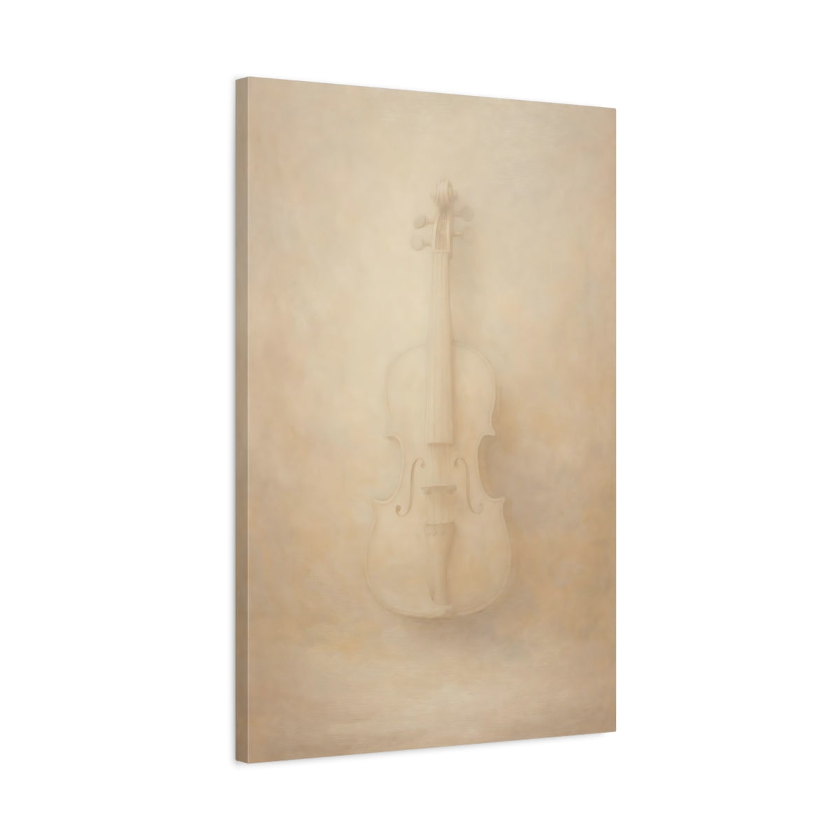 Side Mockup 2. Abstract Violin Cream Violin shown as stretched canvas wall art