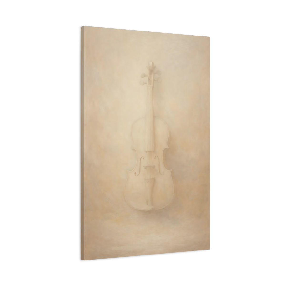 Side Mockup 1. Abstract Violin Cream Violin shown as stretched canvas wall art