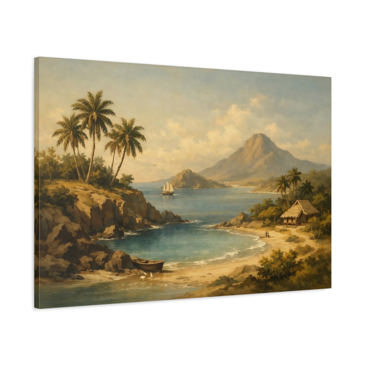 Vintage Island Coast Tropical Bay Nature - Canvas Wall Art Print