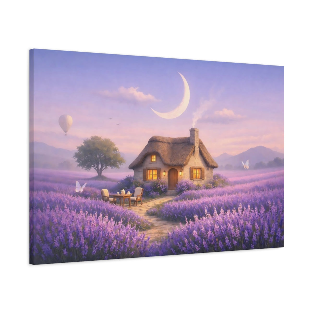 Nature Flower Lavender Cottage Fairytale - Canvas Wall Art Print