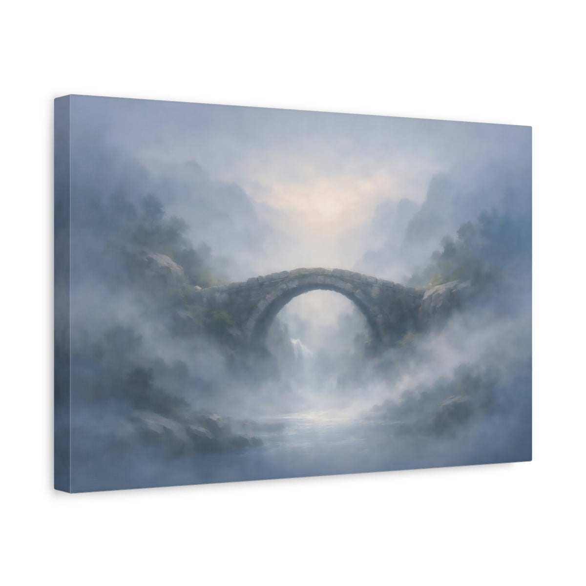 Mist Depth Stone Bridge Nature - Canvas Wall Art Print
