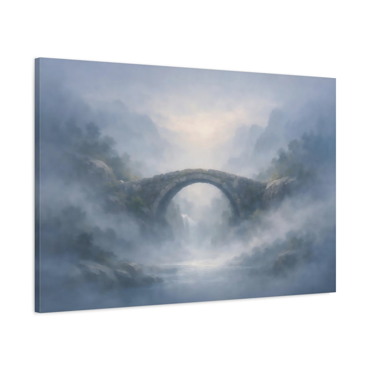 Mist Depth Stone Bridge Nature - Canvas Wall Art Print