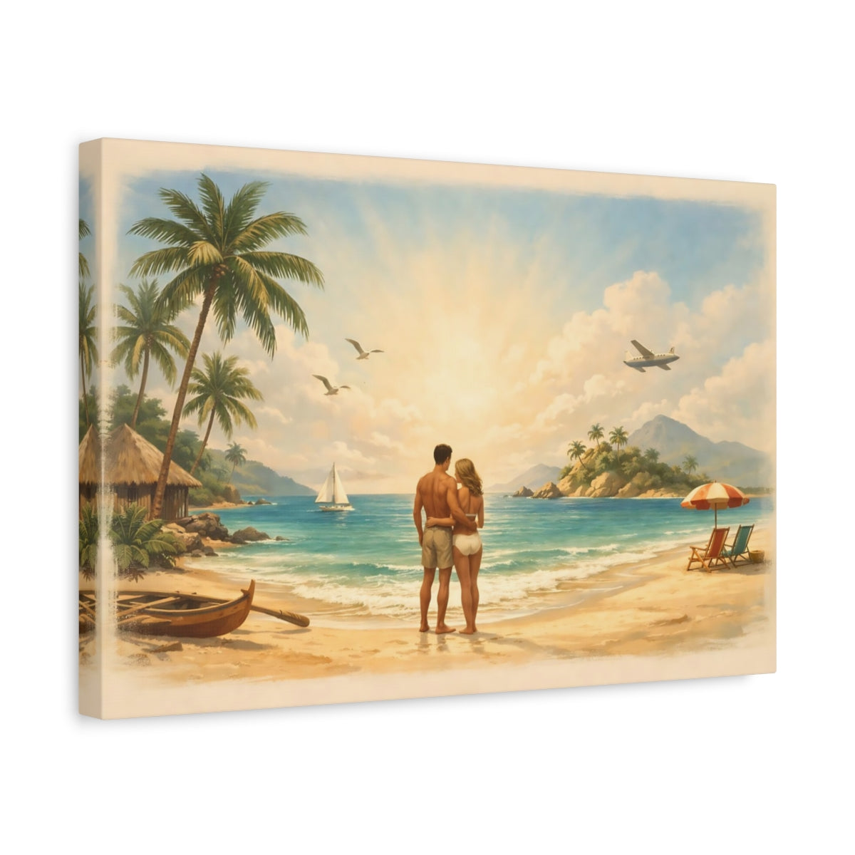 Vintage Tropical Beach - Canvas Wall Art Print