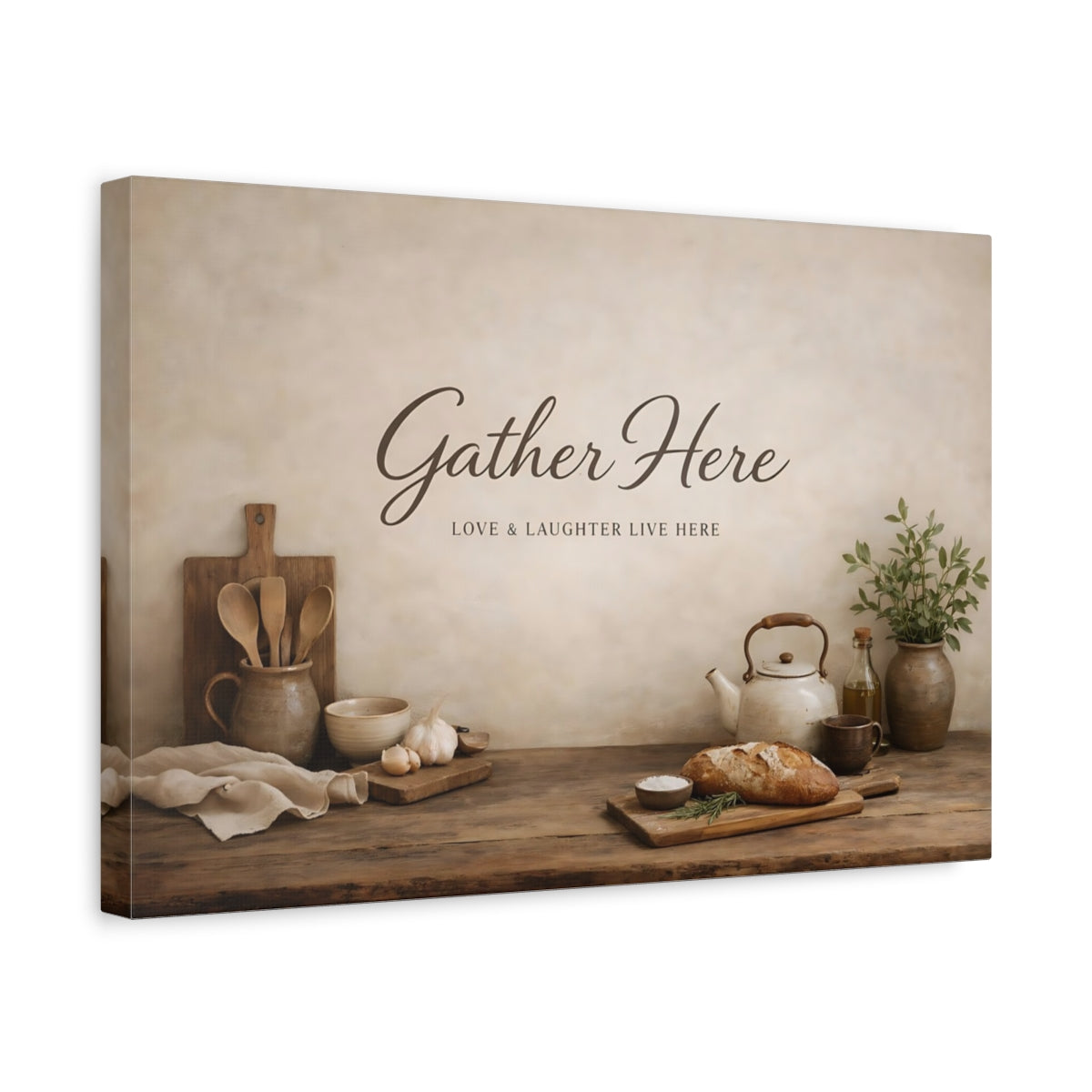 Wabi Sabi Gather Here Kitchen Quote Rustic Vintage - Canvas Wall Art Print