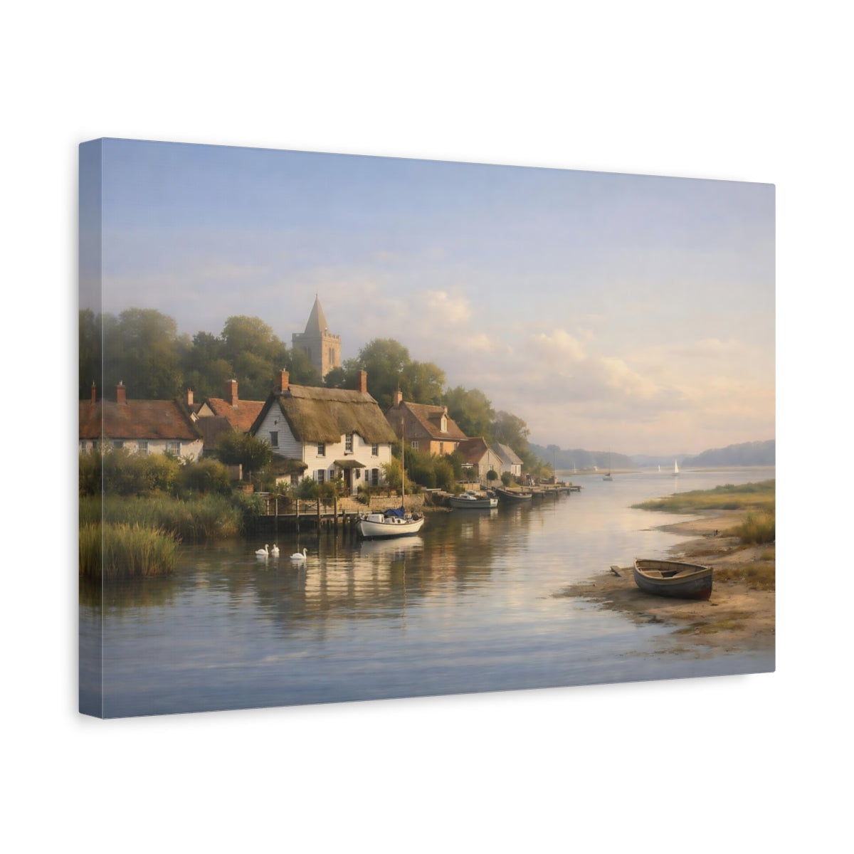 Seascape Riverside Village Nature - Canvas Wall Art Print