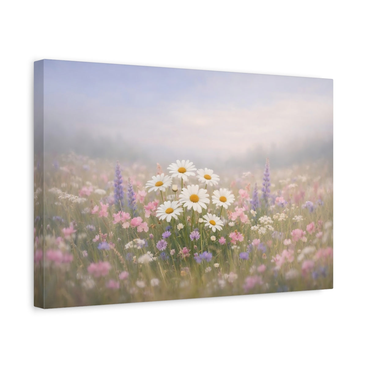 Floral Daisies Pastel - Canvas Wall Art Print