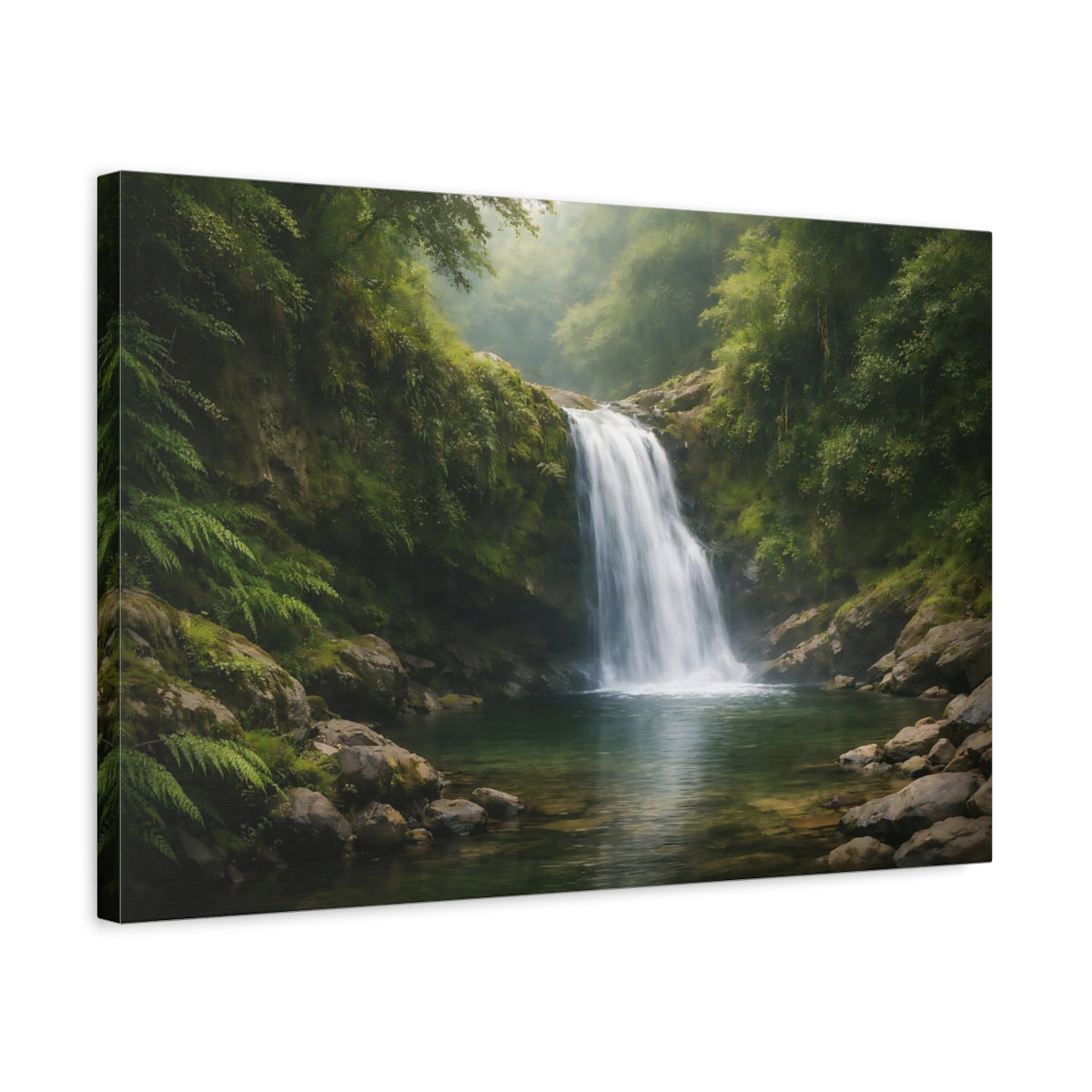 Contemporary Hidden Waterfall Nature - Canvas Wall Art Print