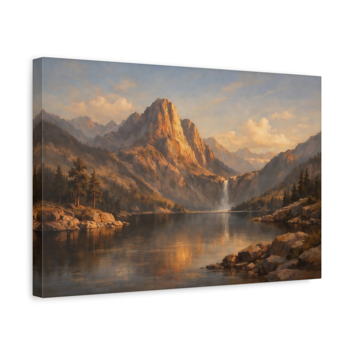Side Mockup 4. Nature Scene Hard Shadow Geometry Dramatic shown as stretched canvas wall art