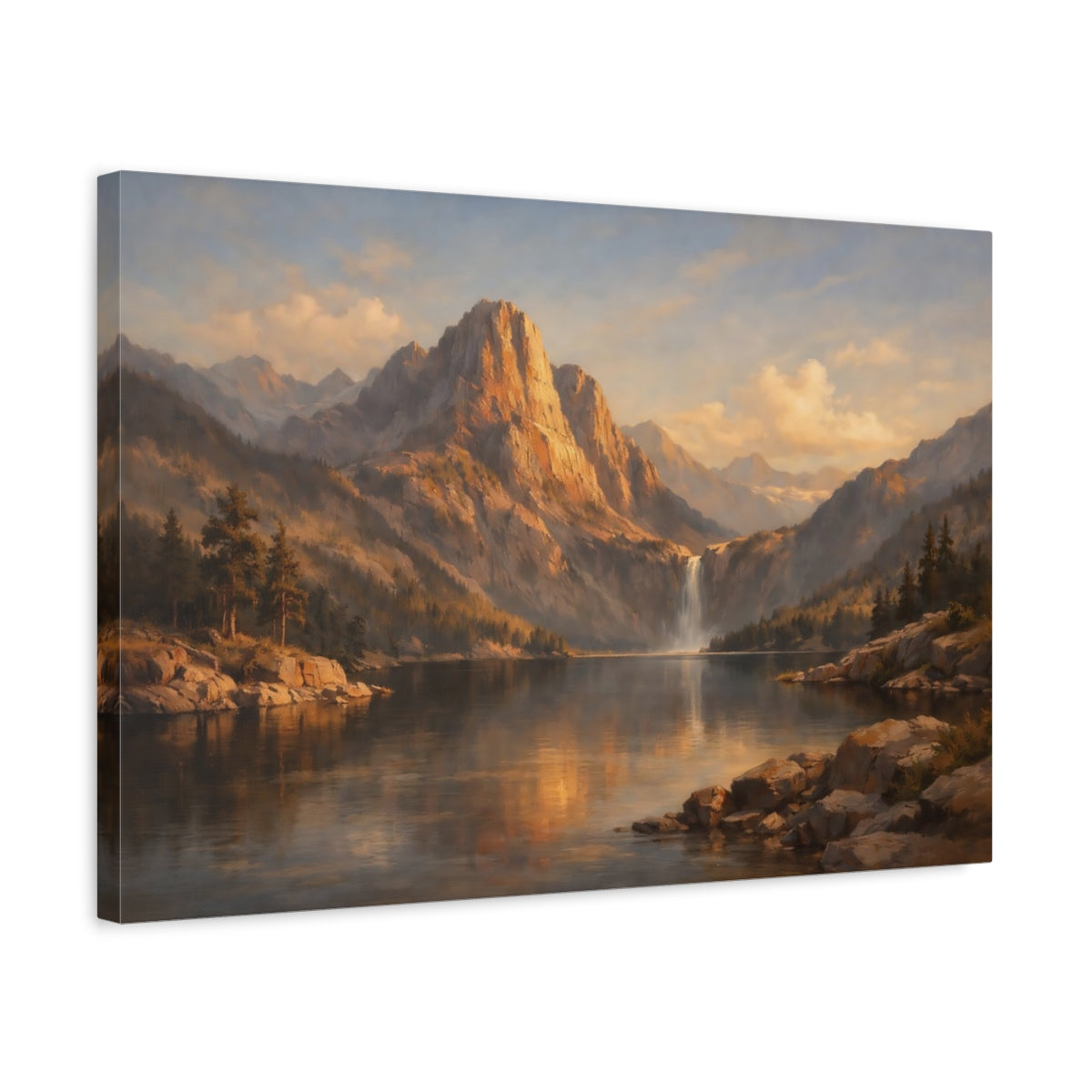 Side Mockup 3. Nature Scene Hard Shadow Geometry Dramatic shown as stretched canvas wall art