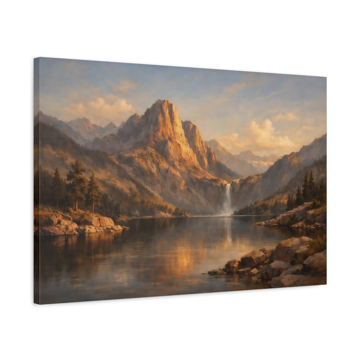 Side Mockup 2. Nature Scene Hard Shadow Geometry Dramatic shown as stretched canvas wall art