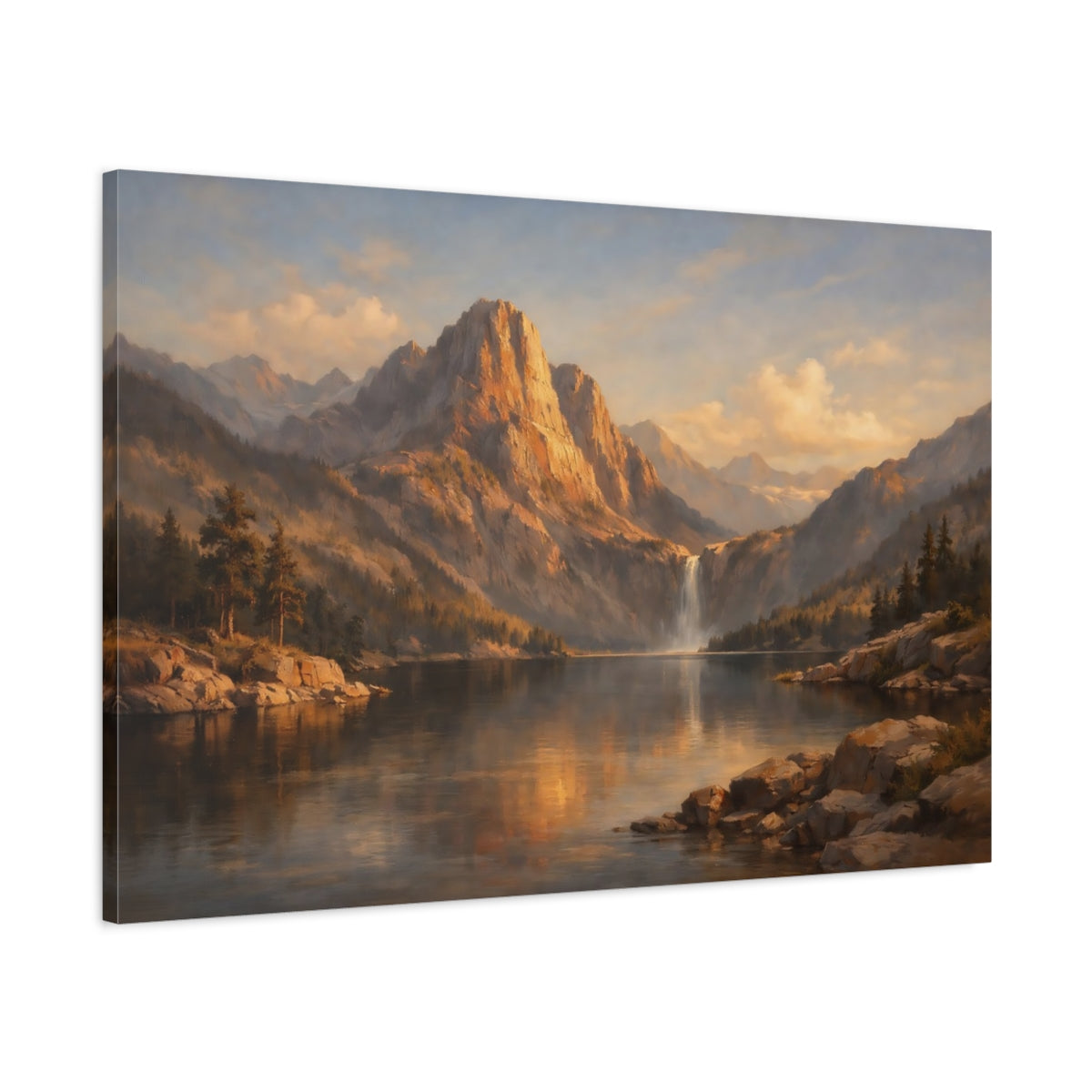 Side Mockup 1. Nature Scene Hard Shadow Geometry Dramatic shown as stretched canvas wall art