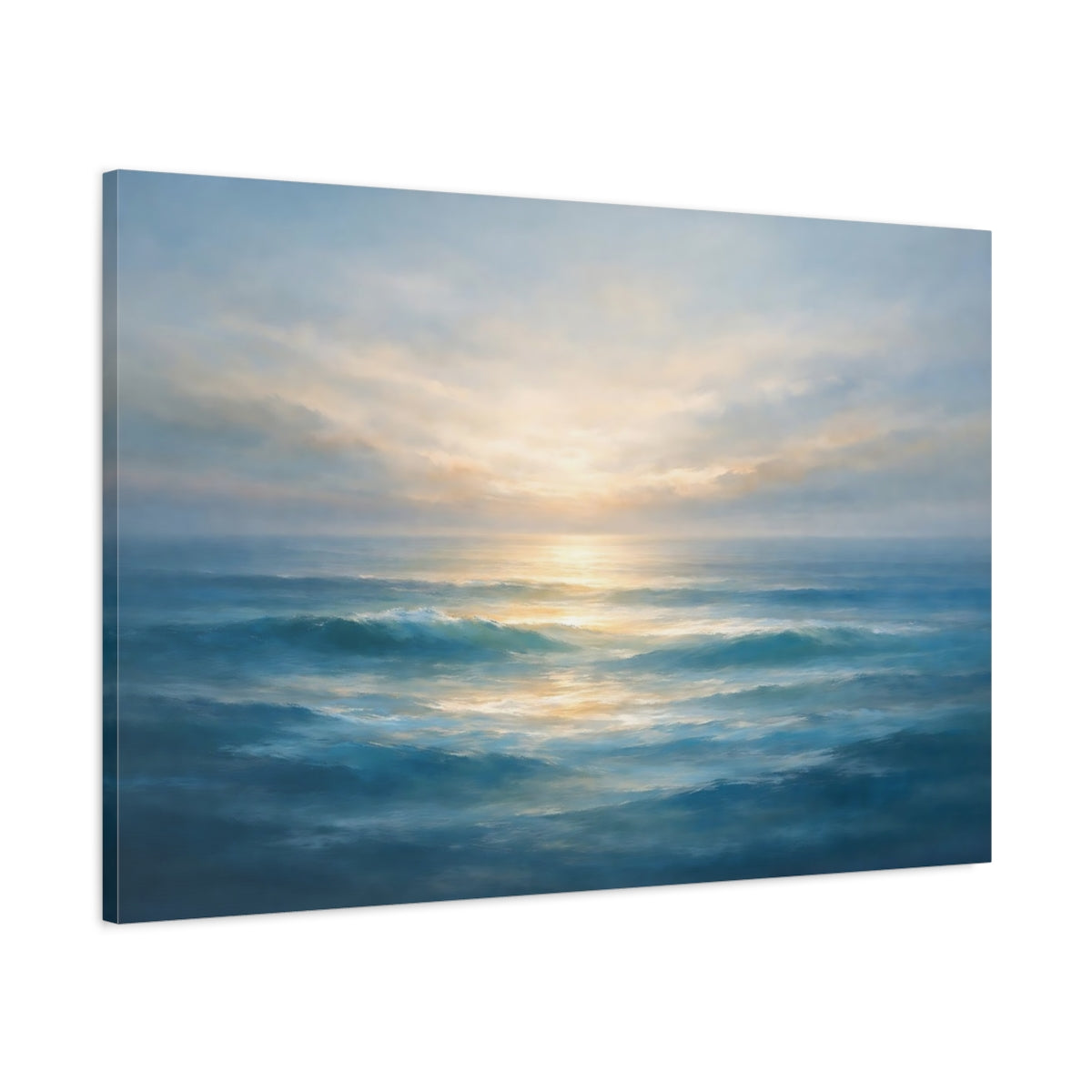 Seascape Layered Abstract Ocean Waves Nature - Canvas Wall Art Print