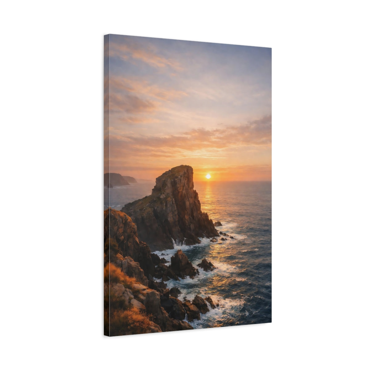 Nature Sea Cliff Coastal Sunset - Canvas Wall Art Print
