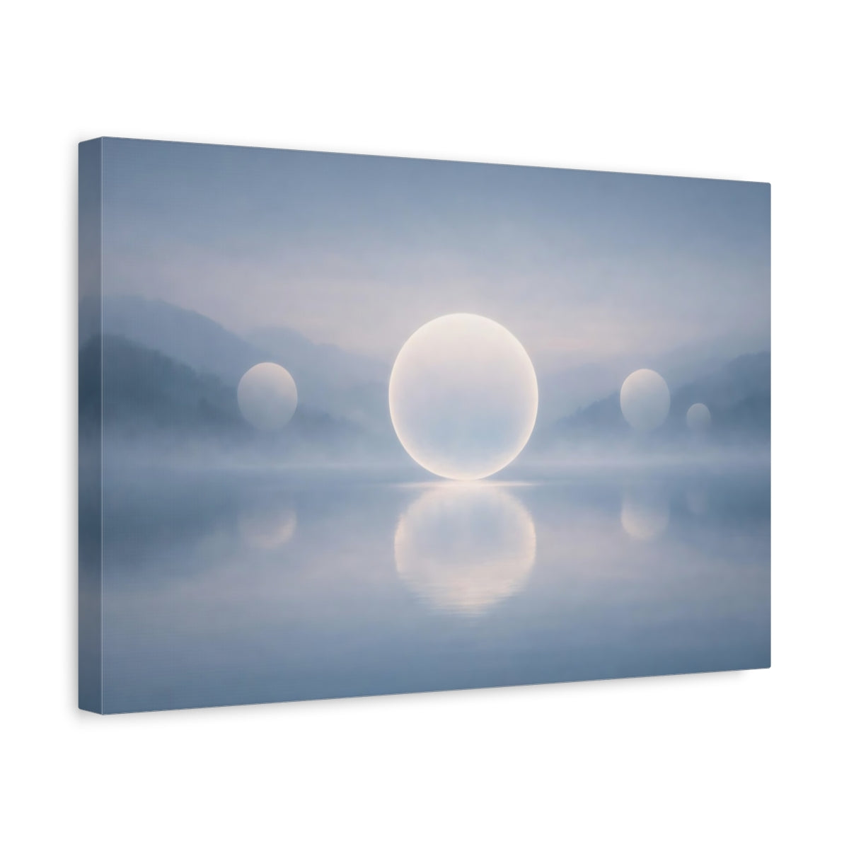 Mist Depth Floating Circles Glowing Spheres Abstract - Canvas Wall Art Print