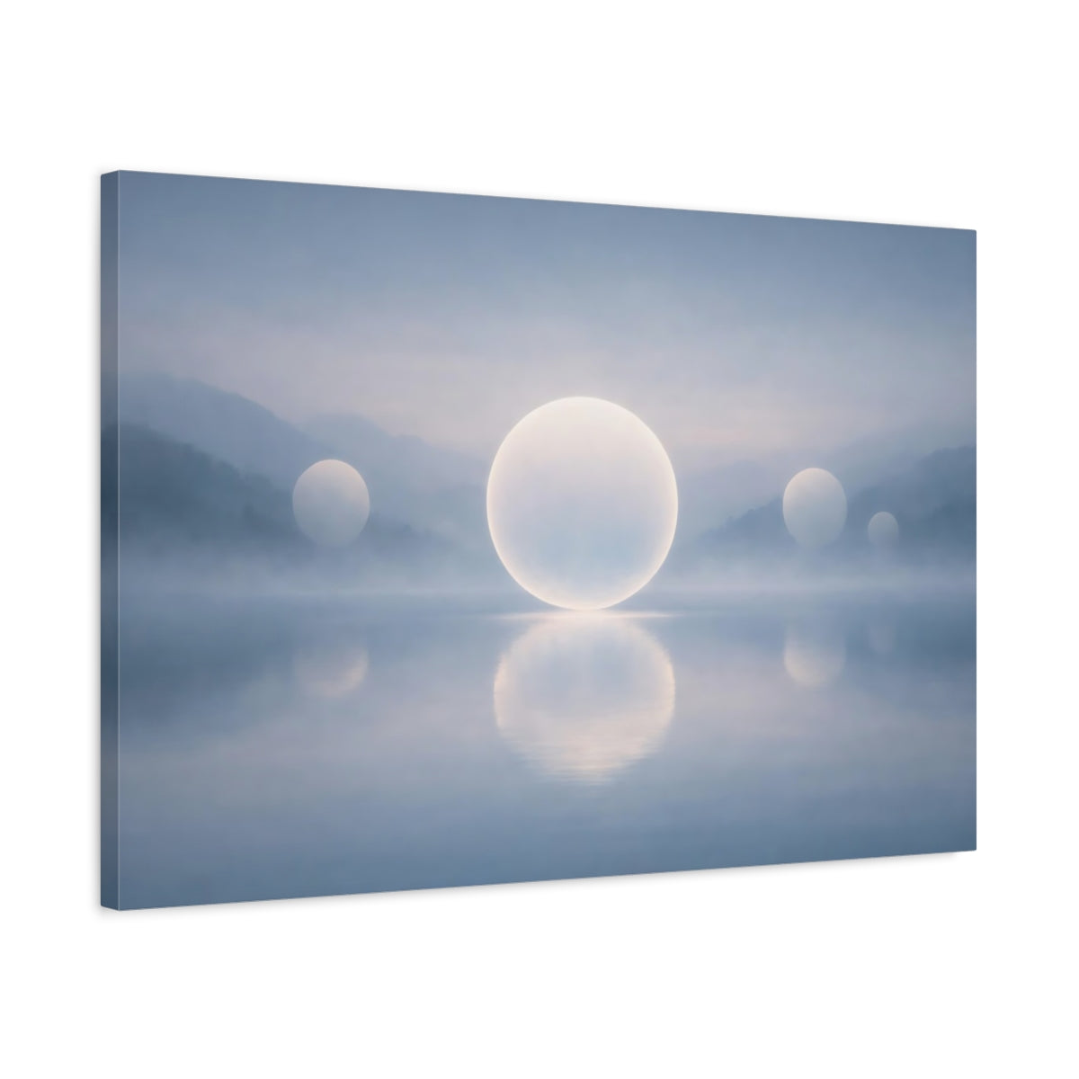 Mist Depth Floating Circles Glowing Spheres Abstract - Canvas Wall Art Print