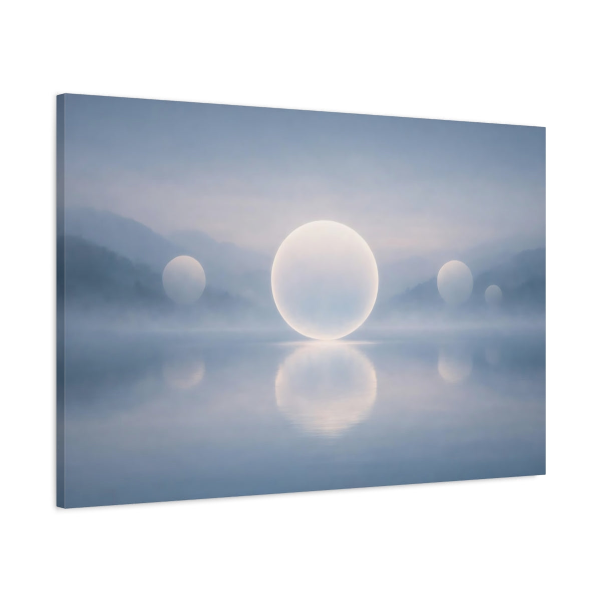 Mist Depth Floating Circles Glowing Spheres Abstract - Canvas Wall Art Print