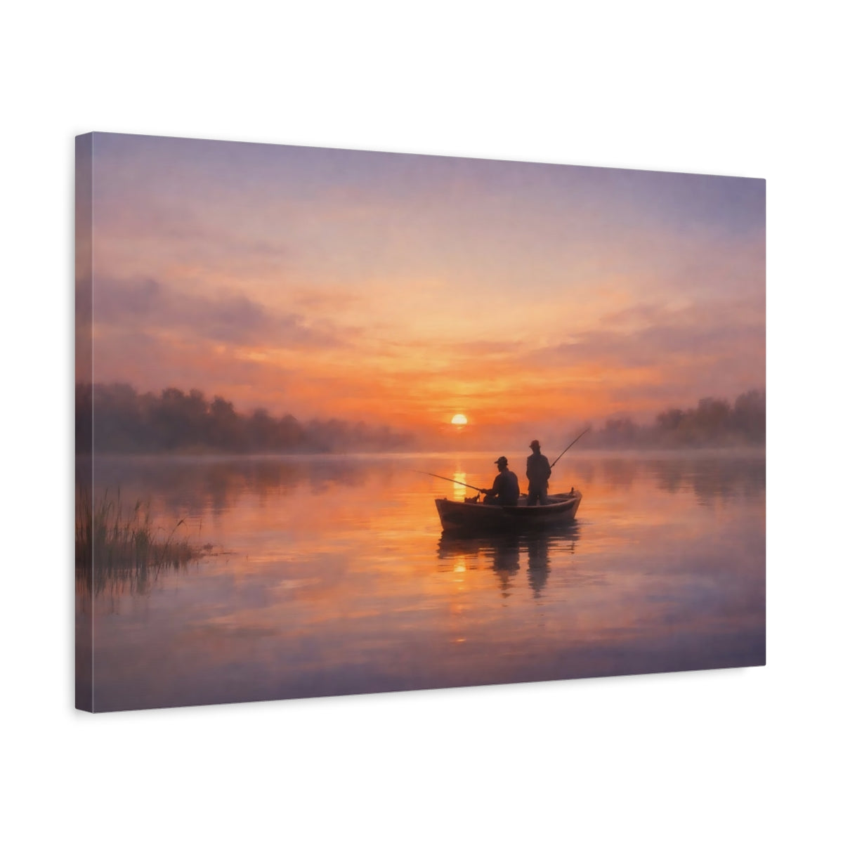 Contemporary Sunset Fishing Fishermen Nature - Canvas Wall Art Print