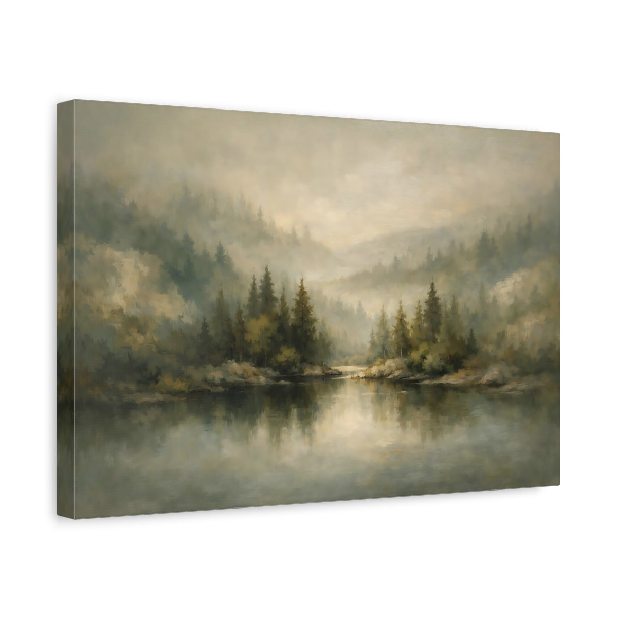Side Mockup 4. Mineral Abstract Forest Depth Layered Scene shown as stretched canvas wall art