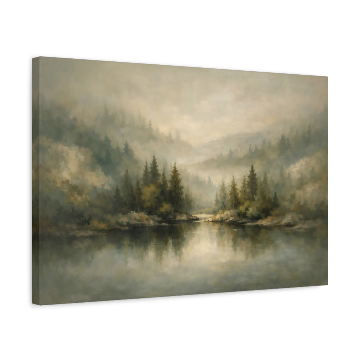 Side Mockup 3. Mineral Abstract Forest Depth Layered Scene shown as stretched canvas wall art