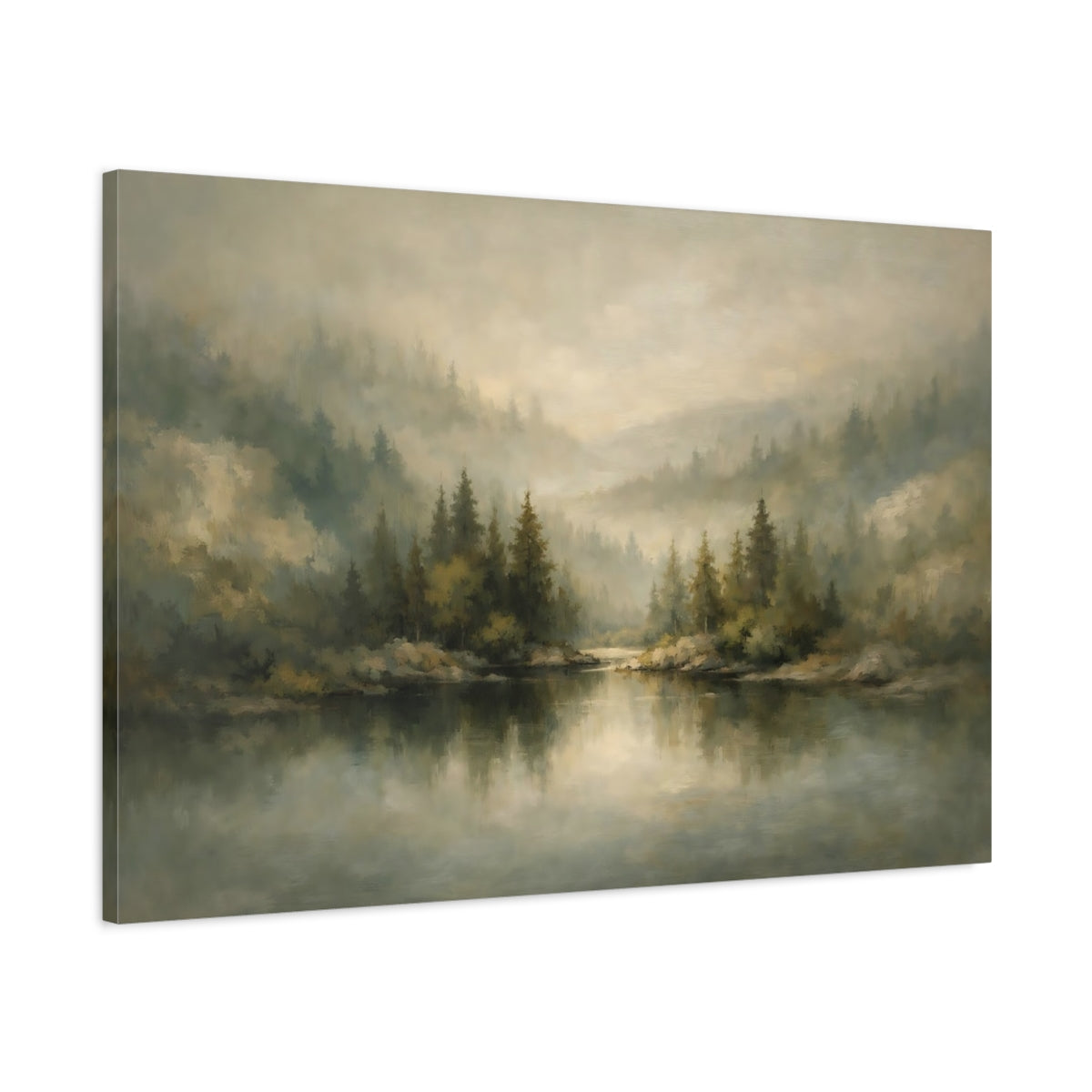 Side Mockup 1. Mineral Abstract Forest Depth Layered Scene shown as stretched canvas wall art