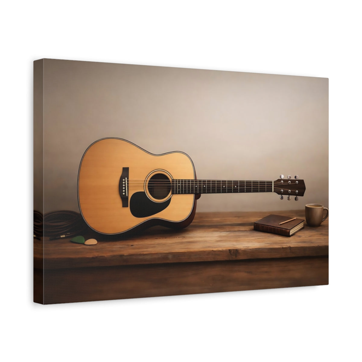 Soft Matte Acoustic Guitar Vintage - Canvas Wall Art Print