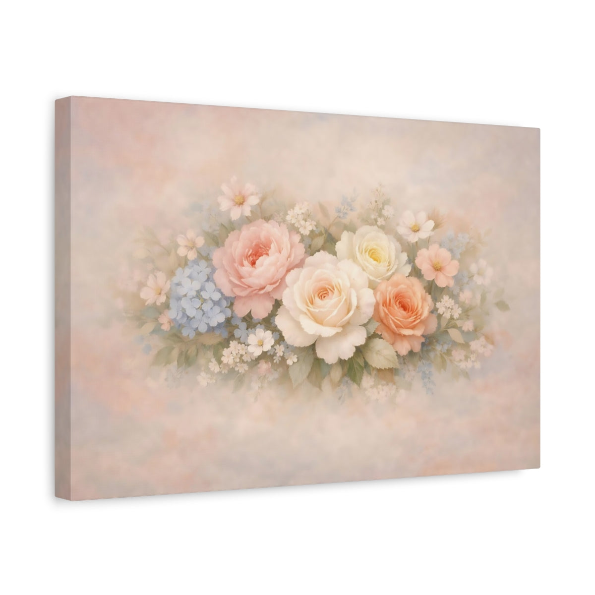 Pastel Flowers Floral Bouquet - Canvas Wall Art Print