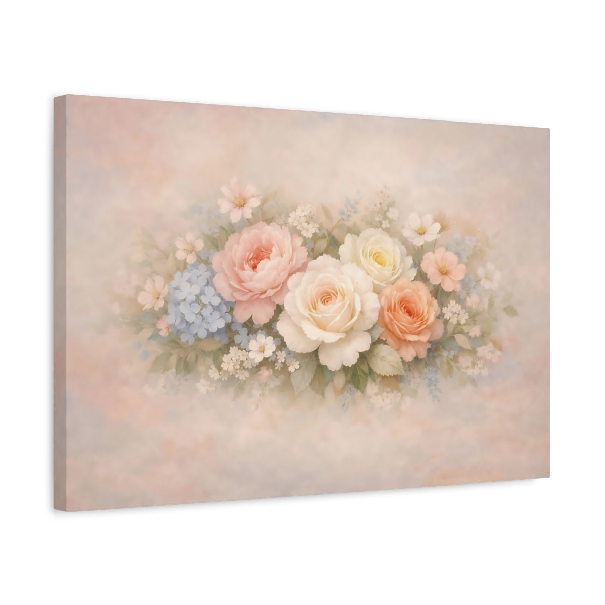 Pastel Flowers Floral Bouquet - Canvas Wall Art Print
