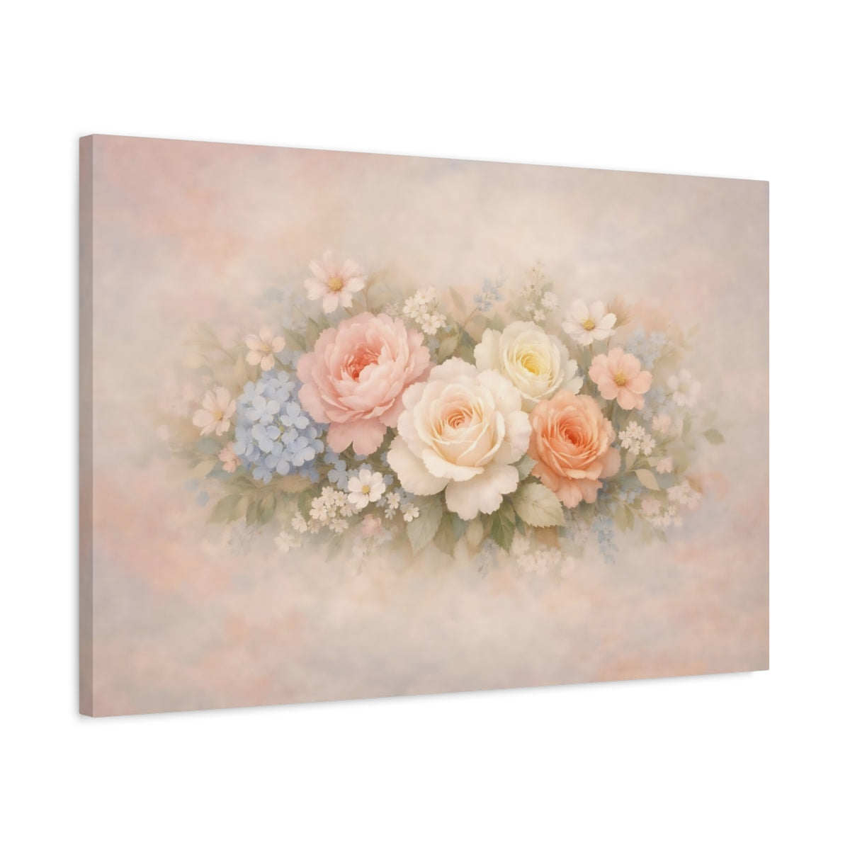 Pastel Flowers Floral Bouquet - Canvas Wall Art Print