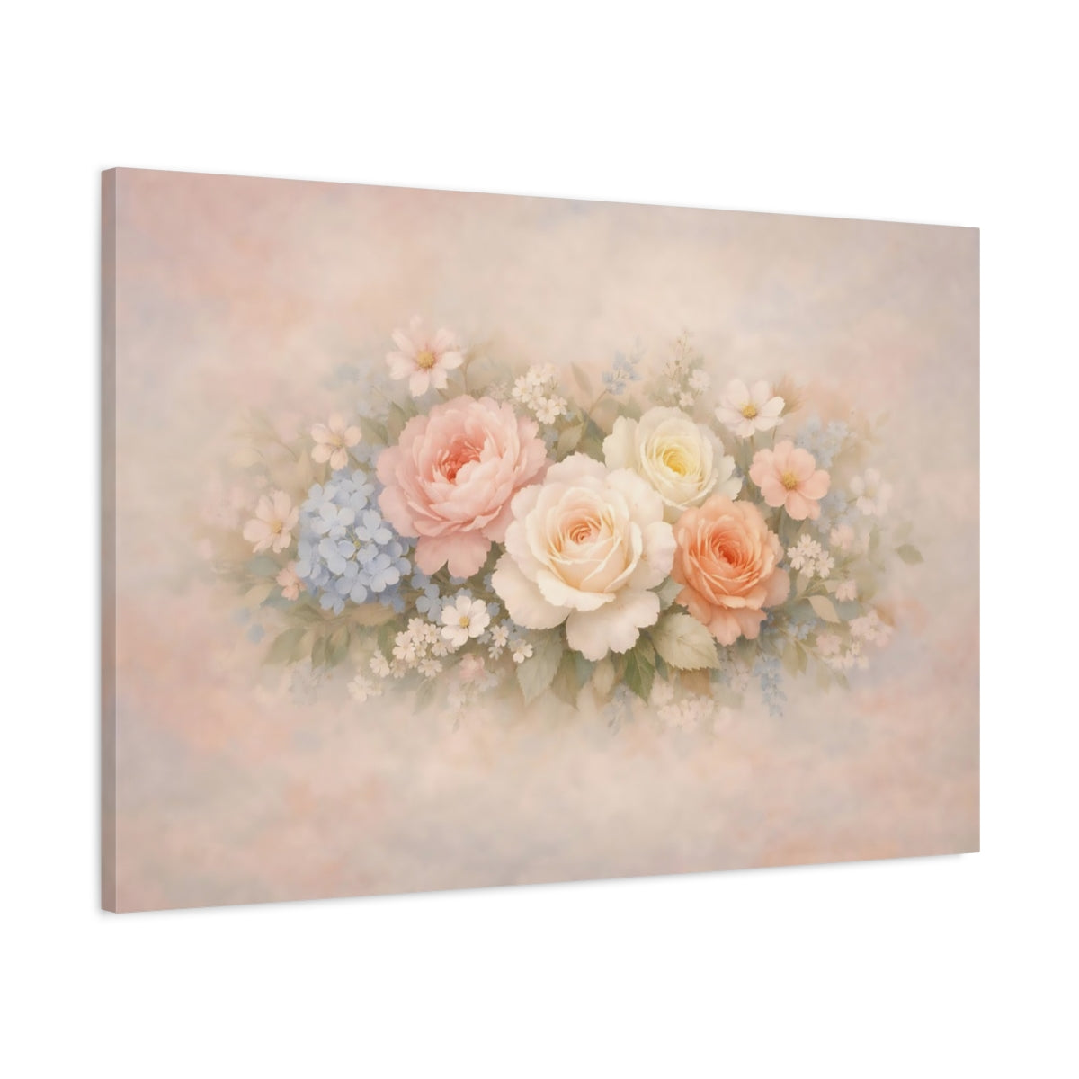 Pastel Flowers Floral Bouquet - Canvas Wall Art Print