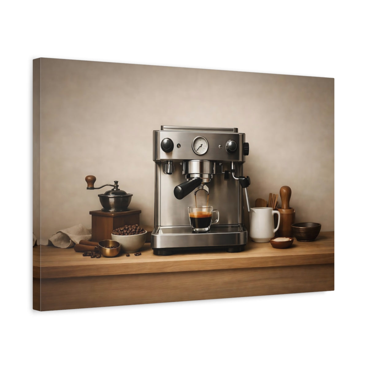 Vintage Coffee Setup Station - Canvas Wall Art Print