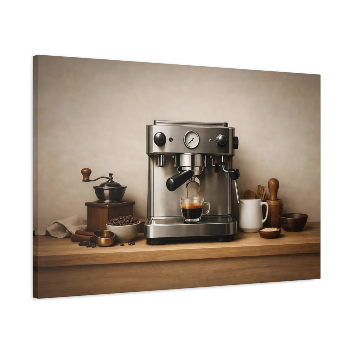 Vintage Coffee Setup Station - Canvas Wall Art Print