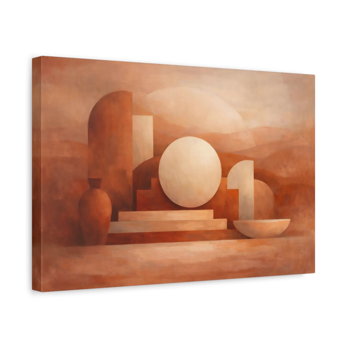Abstract Geometric Shapes Terracotta Geometry - Canvas Wall Art Print