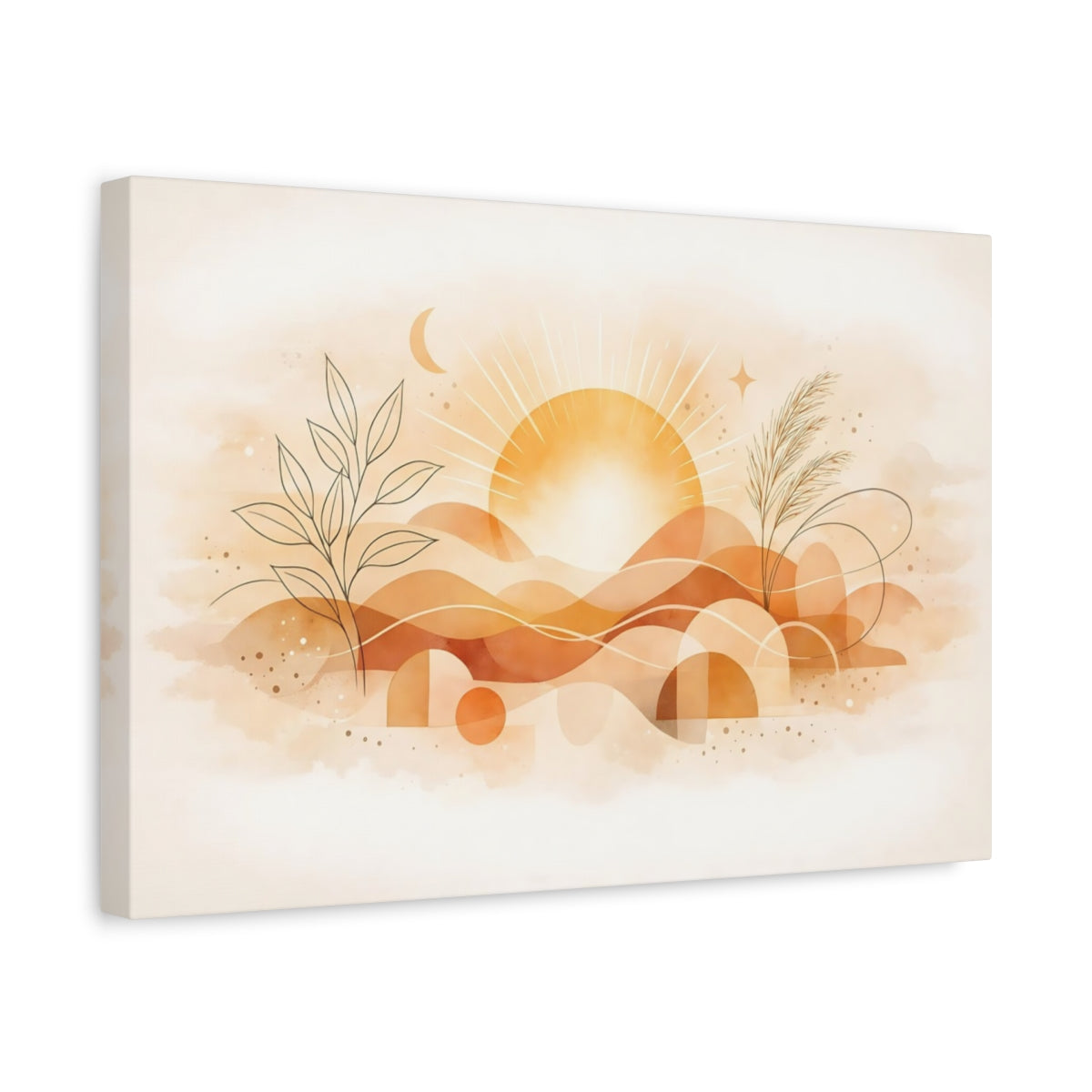 Boho Line Art Sun Nature - Canvas Wall Art Print