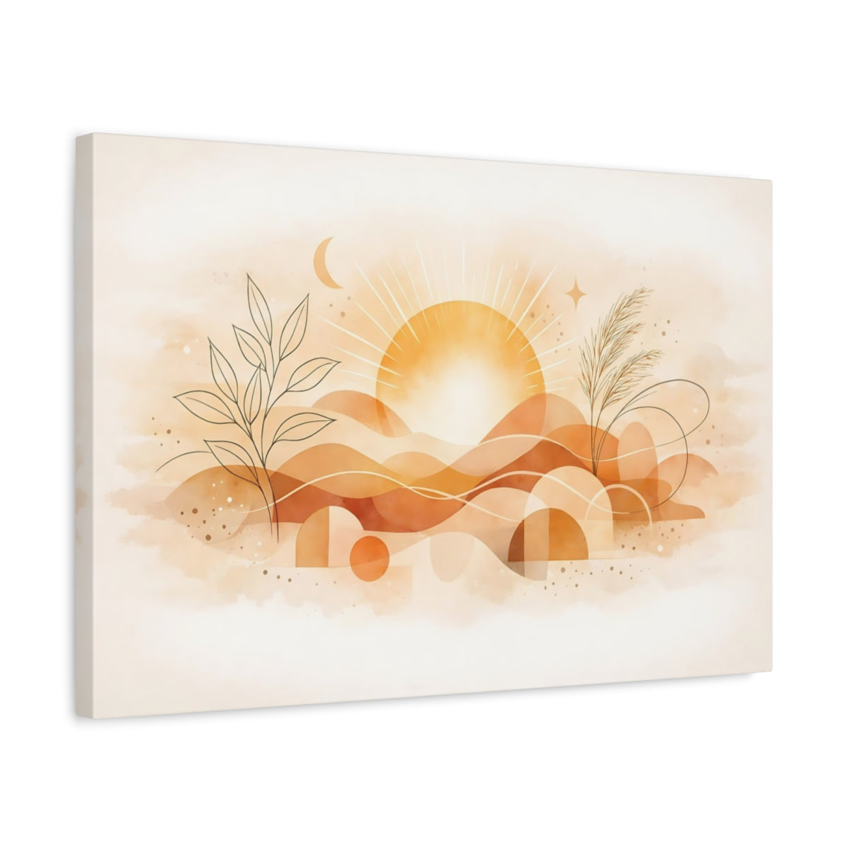 Boho Line Art Sun Nature - Canvas Wall Art Print