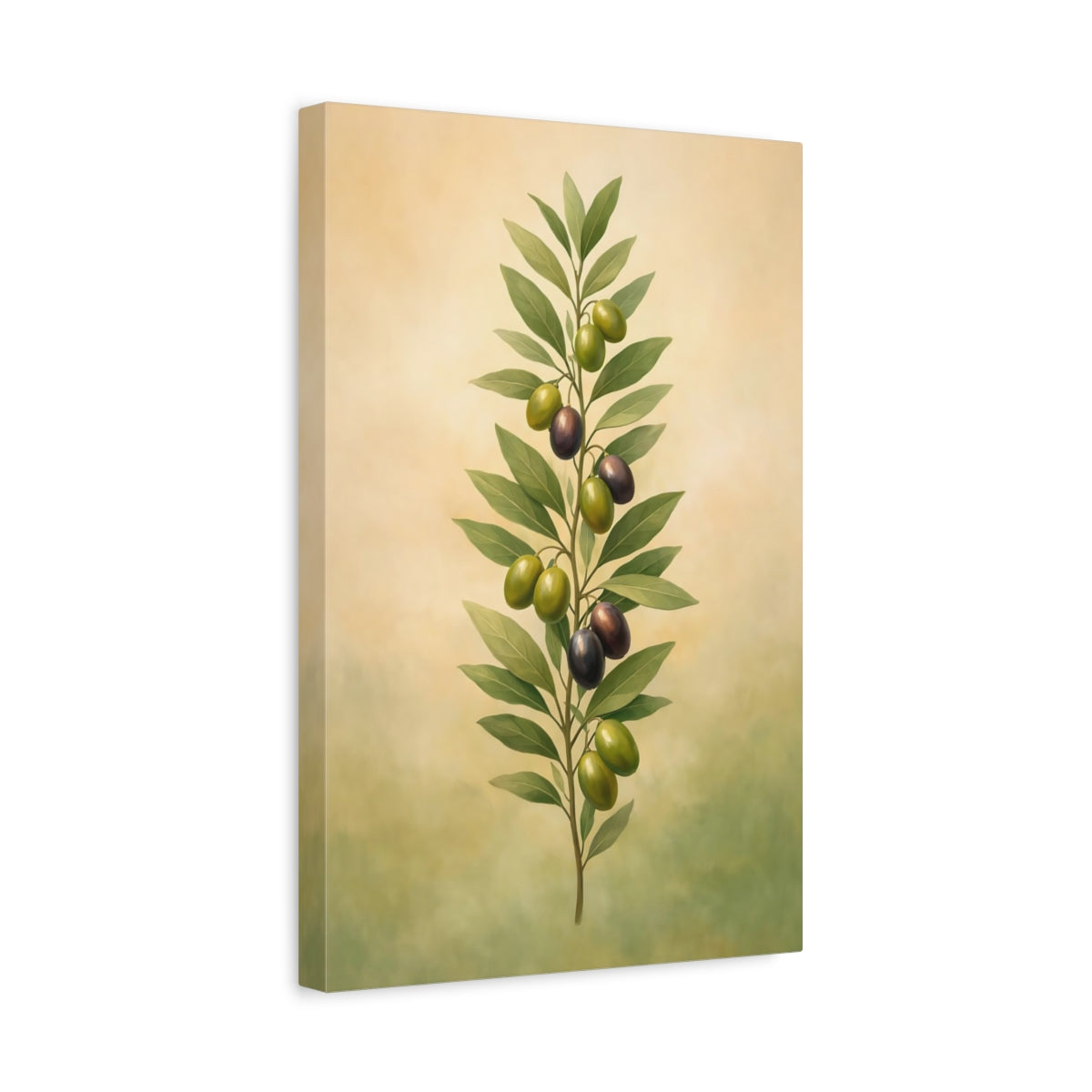 Nature Olive Branch Green And Purple - Canvas Wall Art Print