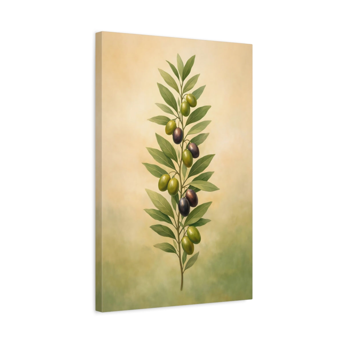 Nature Olive Branch Green And Purple - Canvas Wall Art Print