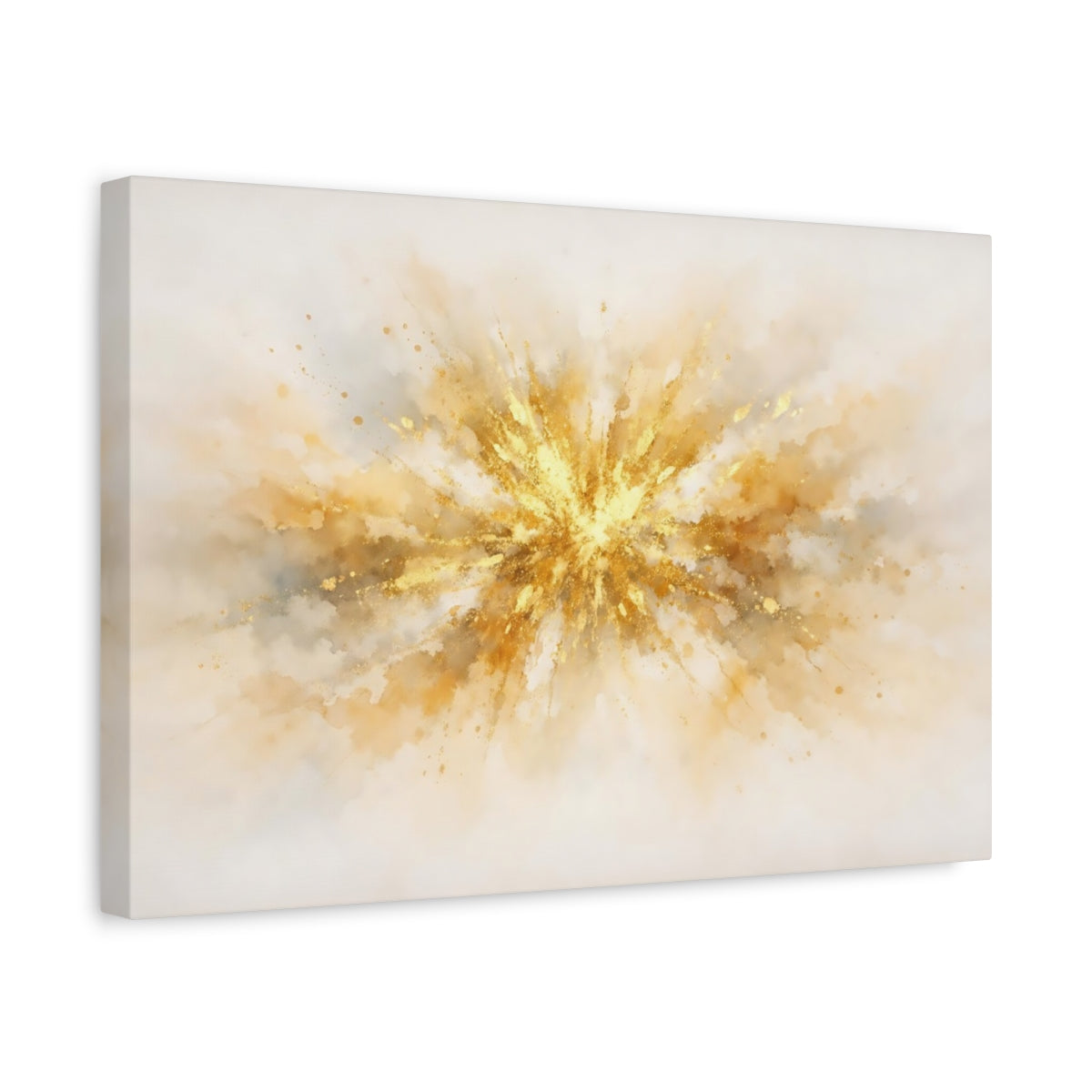 Side Mockup 4. Watercolor Gold Abstract shown as stretched canvas wall art