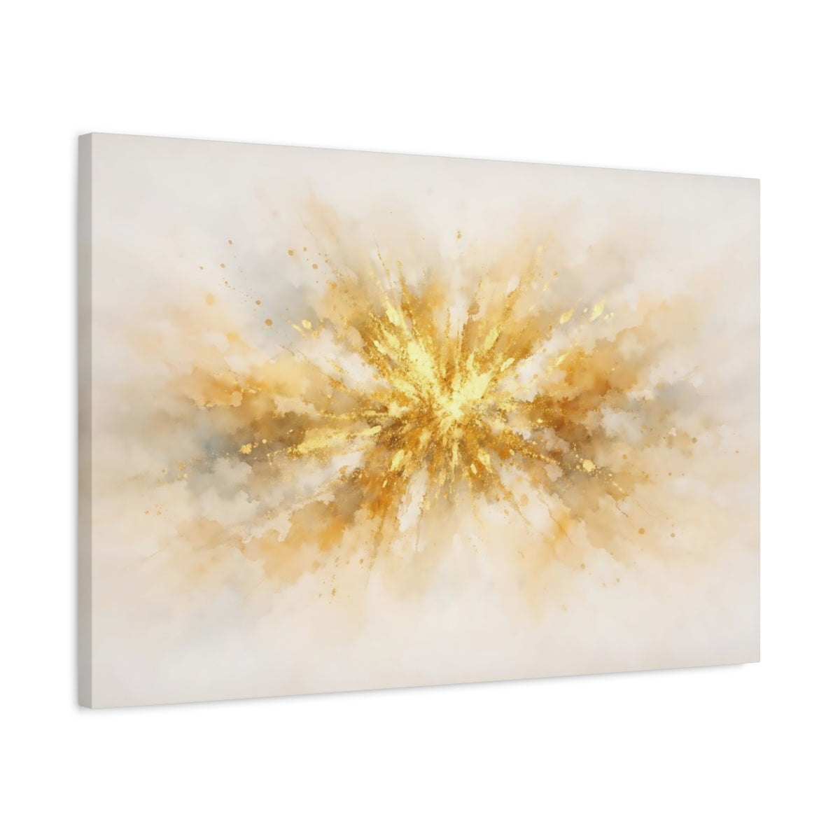 Side Mockup 2. Watercolor Gold Abstract shown as stretched canvas wall art